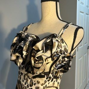 Animal print long dress. Elegant, party dress.